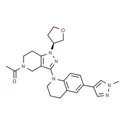 ChemSpider 2D Image | 1-{3-[6-(1-Methyl-1H-pyrazol-4-yl)-3,4-dihydro-1(2H)-quinolinyl]-1-[(3S)-tetrahydro-3-furanyl]-1,4,6,7-tetrahydro-5H-pyrazolo[4,3-c]pyridin-5-yl}ethanone | C25H30N6O2