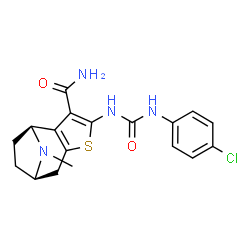ChemSpider 2D Image | (1S,8R)-4-{[(4-Chlorophenyl)carbamoyl]amino}-11-methyl-5-thia-11-azatricyclo[6.2.1.0~2,6~]undeca-2(6),3-diene-3-carboxamide | C18H19ClN4O2S