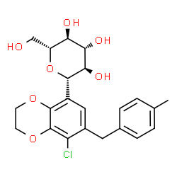 ChemSpider 2D Image | (1S)-1,5-Anhydro-1-[8-chloro-7-(4-methylbenzyl)-2,3-dihydro-1,4-benzodioxin-5-yl]-D-glucitol | C22H25ClO7