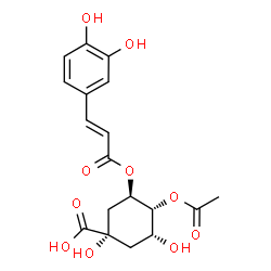 ChemSpider 2D Image | (1S,3R,4R,5R)-4-Acetoxy-3-{[(2E)-3-(3,4-dihydroxyphenyl)-2-propenoyl]oxy}-1,5-dihydroxycyclohexanecarboxylic acid | C18H20O10