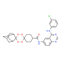 ChemSpider 2D Image | N-{4-[(3-Chlorophenyl)amino]-6-quinazolinyl}dispiro[cyclohexane-1,3'-[1,2,4,5]tetroxane-6',2''-tricyclo[3.3.1.1~3,7~]decane]-4-carboxamide | C31H33ClN4O5