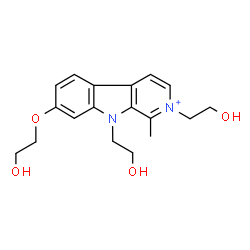 ChemSpider 2D Image | 7-(2-Hydroxyethoxy)-2,9-bis(2-hydroxyethyl)-1-methyl-9H-beta-carbolin-2-ium | C18H23N2O4