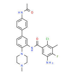 ChemSpider 2D Image | N-[4'-Acetamido-4-(4-methyl-1-piperazinyl)-3-biphenylyl]-5-amino-2-chloro-4-fluoro-3-methylbenzamide | C27H29ClFN5O2