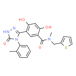 ChemSpider 2D Image | 2,4-Dihydroxy-N-methyl-5-[4-(2-methylphenyl)-5-oxo-4,5-dihydro-1H-1,2,4-triazol-3-yl]-N-(2-thienylmethyl)benzamide | C22H20N4O4S