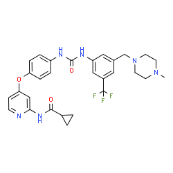 ChemSpider 2D Image | N-(4-{4-[({3-[(4-Methyl-1-piperazinyl)methyl]-5-(trifluoromethyl)phenyl}carbamoyl)amino]phenoxy}-2-pyridinyl)cyclopropanecarboxamide | C29H31F3N6O3