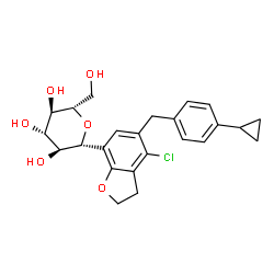 ChemSpider 2D Image | (1R)-1,5-Anhydro-1-[4-chloro-5-(4-cyclopropylbenzyl)-2,3-dihydro-1-benzofuran-7-yl]-L-glucitol | C24H27ClO6