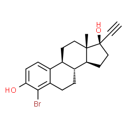 ChemSpider 2D Image | (17alpha)-4-Bromo-19-norpregna-1(10),2,4-trien-20-yne-3,17-diol | C20H23BrO2
