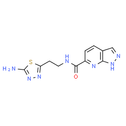 ChemSpider 2D Image | N-[2-(5-Amino-1,3,4-thiadiazol-2-yl)ethyl]-1H-pyrazolo[3,4-b]pyridine-6-carboxamide | C11H11N7OS