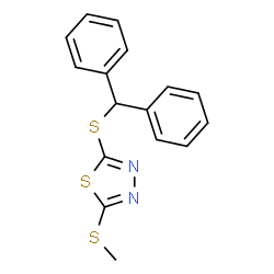 ChemSpider 2D Image | 2-[(Diphenylmethyl)sulfanyl]-5-(methylsulfanyl)-1,3,4-thiadiazole | C16H14N2S3