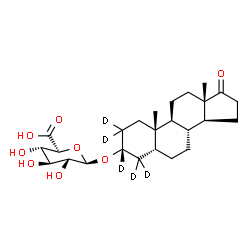 ChemSpider 2D Image | (3alpha,5beta)-17-Oxo(2,2,3,4,4-~2~H_5_)androstan-3-yl beta-D-glucopyranosiduronic acid | C25H33D5O8