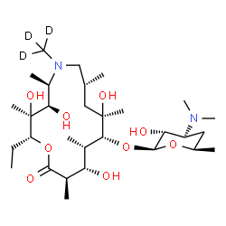 ChemSpider 2D Image | (2R,3S,4R,5R,8R,10R,11R,12S,13S,14R)-2-Ethyl-3,4,10,13-tetrahydroxy-3,5,8,10,12,14-hexamethyl-6-(~2~H_3_)methyl-15-oxo-1-oxa-6-azacyclopentadecan-11-yl 3,4,6-trideoxy-3-(dimethylamino)-beta-D-xylo-hex
opyranoside | C30H55D3N2O9