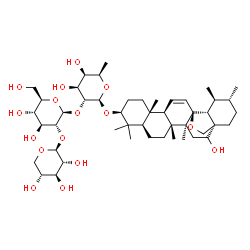 ChemSpider 2D Image | (3beta,13alpha)-16-Hydroxy-13,28-epoxyurs-11-en-3-yl beta-D-xylopyranosyl-(1->2)-beta-D-glucopyranosyl-(1->2)-6-deoxy-beta-D-galactopyranoside | C47H76O16