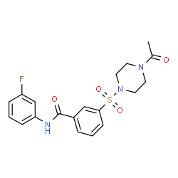 ChemSpider 2D Image | 3-[(4-Acetyl-1-piperazinyl)sulfonyl]-N-(3-fluorophenyl)benzamide | C19H20FN3O4S