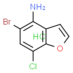 ChemSpider 2D Image | 5-Bromo-7-chloro-1-benzofuran-4-amine hydrochloride (1:1) | C8H6BrCl2NO