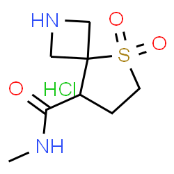 ChemSpider 2D Image | N-Methyl-5-thia-2-azaspiro[3.4]octane-8-carboxamide 5,5-dioxide hydrochloride (1:1) | C8H15ClN2O3S