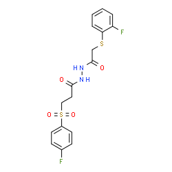 ChemSpider 2D Image | N'-{[(2-Fluorophenyl)sulfanyl]acetyl}-3-[(4-fluorophenyl)sulfonyl]propanehydrazide | C17H16F2N2O4S2