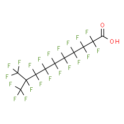 ChemSpider 2D Image | 2,2,3,3,4,4,5,5,6,6,7,7,8,8,9,10,10,10-Octadecafluoro-9-(trifluoromethyl)decanoic acid | C11HF21O2