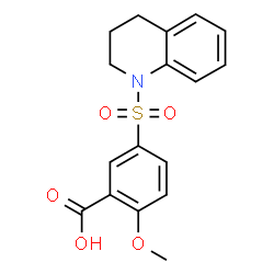 ChemSpider 2D Image | 5-(3,4-Dihydro-1(2H)-quinolinylsulfonyl)-2-methoxybenzoic acid | C17H17NO5S