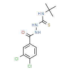 ChemSpider 2D Image | 2-(3,4-Dichlorobenzoyl)-N-(2-methyl-2-propanyl)hydrazinecarbothioamide | C12H15Cl2N3OS