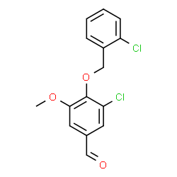 ChemSpider 2D Image | 3-Chloro-4-[(2-chlorobenzyl)oxy]-5-methoxybenzaldehyde | C15H12Cl2O3