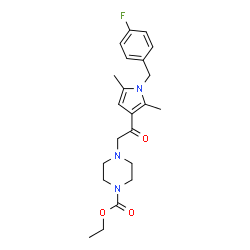 ChemSpider 2D Image | Ethyl 4-{2-[1-(4-fluorobenzyl)-2,5-dimethyl-1H-pyrrol-3-yl]-2-oxoethyl}-1-piperazinecarboxylate | C22H28FN3O3