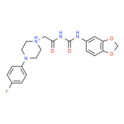 ChemSpider 2D Image | 1-{2-[(1,3-Benzodioxol-5-ylcarbamoyl)amino]-2-oxoethyl}-4-(4-fluorophenyl)piperazin-1-ium | C20H22FN4O4