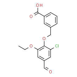 ChemSpider 2D Image | 3-[(2-Chloro-6-ethoxy-4-formylphenoxy)methyl]benzoic acid | C17H15ClO5