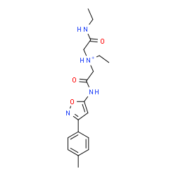 ChemSpider 2D Image | N-Ethyl-2-(ethylamino)-N-(2-{[3-(4-methylphenyl)-1,2-oxazol-5-yl]amino}-2-oxoethyl)-2-oxoethanaminium | C18H25N4O3