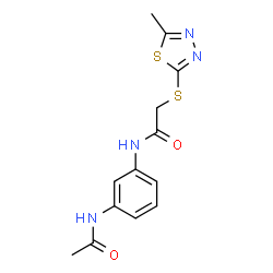 ChemSpider 2D Image | N-(3-Acetamidophenyl)-2-[(5-methyl-1,3,4-thiadiazol-2-yl)sulfanyl]acetamide | C13H14N4O2S2