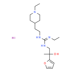 ChemSpider 2D Image | 2-Ethyl-1-[2-(1-ethyl-4-piperidinyl)ethyl]-3-[2-(2-furyl)-2-hydroxypropyl]guanidine hydroiodide (1:1) | C19H35IN4O2