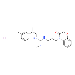 ChemSpider 2D Image | 2-Methyl-1-[2-(3-methylphenyl)propyl]-3-[3-(3-oxo-2,3-dihydro-4H-1,4-benzoxazin-4-yl)propyl]guanidine hydroiodide (1:1) | C23H31IN4O2