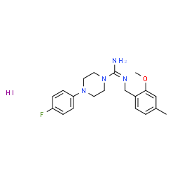 ChemSpider 2D Image | 4-(4-Fluorophenyl)-N'-(2-methoxy-4-methylbenzyl)-1-piperazinecarboximidamide hydroiodide (1:1) | C20H26FIN4O