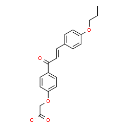ChemSpider 2D Image | {4-[(2E)-3-(4-Propoxyphenyl)-2-propenoyl]phenoxy}acetate | C20H19O5