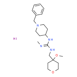 ChemSpider 2D Image | 1-(1-Benzyl-4-piperidinyl)-3-[(4-methoxytetrahydro-2H-pyran-4-yl)methyl]-2-methylguanidine hydroiodide (1:1) | C21H35IN4O2