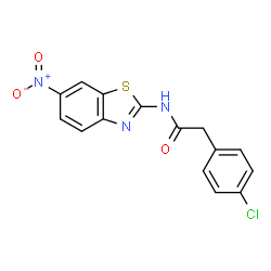 ChemSpider 2D Image | 2-(4-Chlorophenyl)-N-(6-nitro-1,3-benzothiazol-2-yl)acetamide | C15H10ClN3O3S