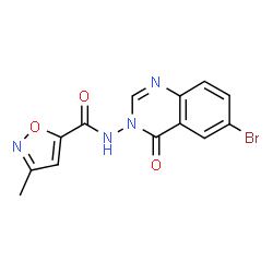 ChemSpider 2D Image | N-(6-Bromo-4-oxo-3(4H)-quinazolinyl)-3-methyl-1,2-oxazole-5-carboxamide | C13H9BrN4O3