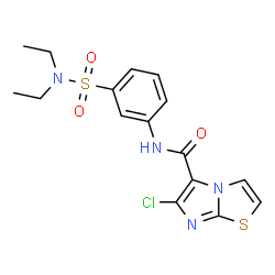 ChemSpider 2D Image | 6-Chloro-N-[3-(diethylsulfamoyl)phenyl]imidazo[2,1-b][1,3]thiazole-5-carboxamide | C16H17ClN4O3S2