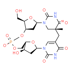ChemSpider 2D Image | (2R,4R,5R,10R,11R,13R,20R)-11-Hydroxy-4-(hydroxymethyl)-20-methyl-15,17,23-trioxo-21-(~18~O)oxo-3,6,8,26-tetraoxa-1,14,16,22-tetraaza-7-phosphapentacyclo[18.3.1.1~2,5~.1~10,13~.1~14,18~]heptacos-18(25
)-en-7-olate 7-oxide | C20H26N4O1118OP