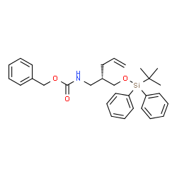 ChemSpider 2D Image | Benzyl [(2S)-2-({[(2-methyl-2-propanyl)(diphenyl)silyl]oxy}methyl)-4-penten-1-yl]carbamate | C30H37NO3Si