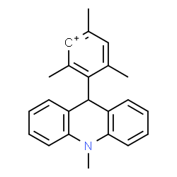 ChemSpider 2D Image | 2,4,6-Trimethyl-3-(10-methyl-9,10-dihydro-9-acridinyl)phenylium | C23H22N