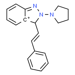 ChemSpider 2D Image | 3-[(E)-2-Phenylvinyl]-2-(1-pyrrolidinyl)-2,3a-dihydro-3H-indazol-3a-ylium | C19H20N3