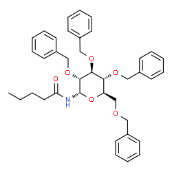 ChemSpider 2D Image | 2,3,4,6-Tetra-O-benzyl-N-pentanoyl-alpha-D-glucopyranosylamine | C39H45NO6