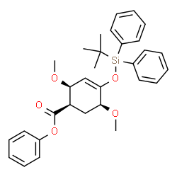ChemSpider 2D Image | Phenyl (1R,2S,5S)-2,5-dimethoxy-4-{[(2-methyl-2-propanyl)(diphenyl)silyl]oxy}-3-cyclohexene-1-carboxylate | C31H36O5Si