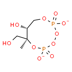ChemSpider 2D Image | (7S,8R)-8-Hydroxy-7-(hydroxymethyl)-7-methyl-1,3,4,6,2,5-tetroxadiphosphonane-2,5-diolate 2,5-dioxide | C5H10O10P2