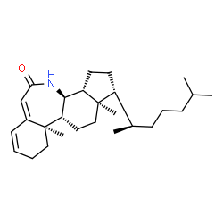 ChemSpider 2D Image | (7aR,7bR,9aR,10R,12aR,12bS)-7a,9a-Dimethyl-10-[(2R)-6-methyl-2-heptanyl]-6,7,7a,7b,8,9,9a,10,11,12,12a,12b-dodecahydrobenzo[d]indeno[4,5-b]azepin-2(1H)-one | C27H43NO