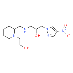 ChemSpider 2D Image | 1-({[1-(2-Hydroxyethyl)-2-piperidinyl]methyl}amino)-3-(4-nitro-1H-pyrazol-1-yl)-2-propanol | C14H25N5O4