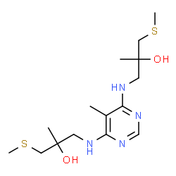 ChemSpider 2D Image | 3,3'-[(5-Methyl-4,6-pyrimidinediyl)diimino]bis[2-methyl-1-(methylsulfanyl)-2-propanol] | C15H28N4O2S2