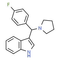 ChemSpider 2D Image | 3-[(4-Fluorophenyl)(1-pyrrolidinyl)methyl]-1H-indole | C19H19FN2