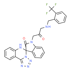 ChemSpider 2D Image | 1-(2-Oxo-3-{[2-(trifluoromethyl)benzyl]amino}propyl)-6'H-spiro[indole-3,5'-tetrazolo[1,5-c]quinazolin]-2(1H)-one | C26H20F3N7O2