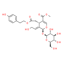ChemSpider 2D Image | Methyl (2S,3E,4S)-2-(beta-D-glucopyranosyloxy)-3-(2-hydroxyethylidene)-4-{2-[2-(4-hydroxyphenyl)ethoxy]-2-oxoethyl}-3,4-dihydro-2H-pyran-5-carboxylate | C25H32O13